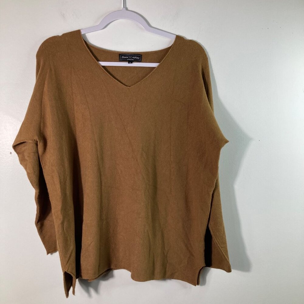 Womens Flora Ashley  V Neck Sweater Brown M Viscose Nylon‎ Polyester
